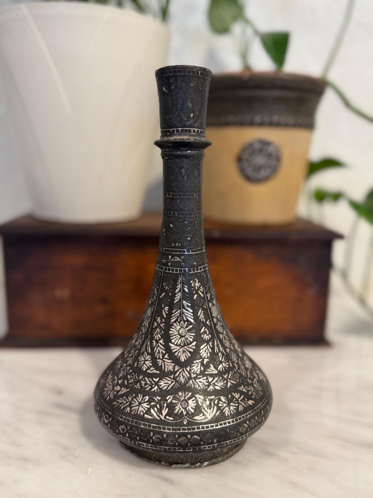 Bidriware Silver Inlay Vase